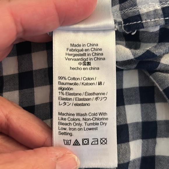 J. Crew Navy Blue & White Gingham Check Print Long Sleeve Button Down Top Size S - Picture 7 of 7